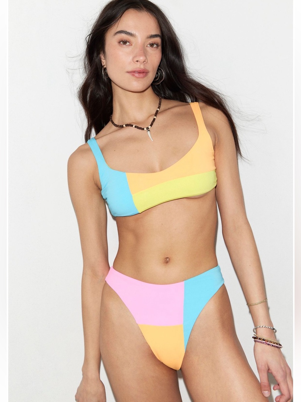 NWT One One Lourdes and Anastasia Colorblock Scoop Bikini Set